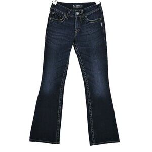 Silver Suki Surplus Women's Size W25/L30 Blue Bootcut Dark Wash Stretch Jeans